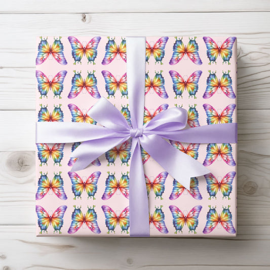 Colorful Rainbow Butterfly Wrapping Paper