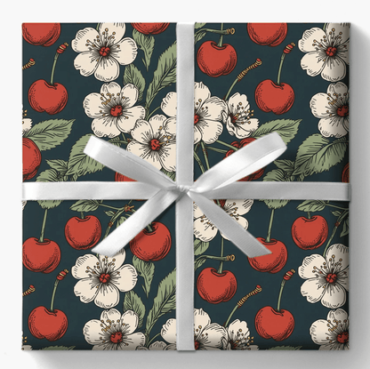 Retro Cherry Blossom Wrapping Paper