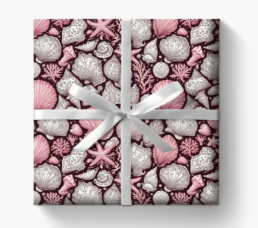 Pink Seashell Beach Theme Wrapping Paper