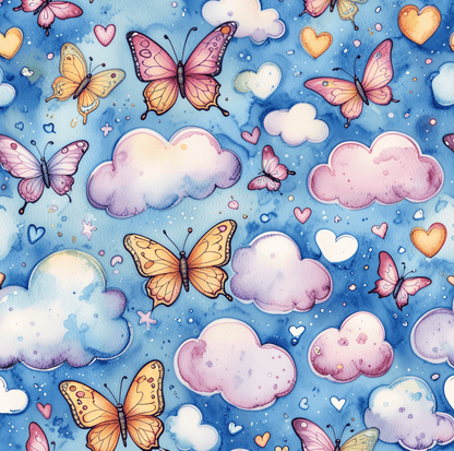 Colorful Blue Butterfly Wrapping Paper