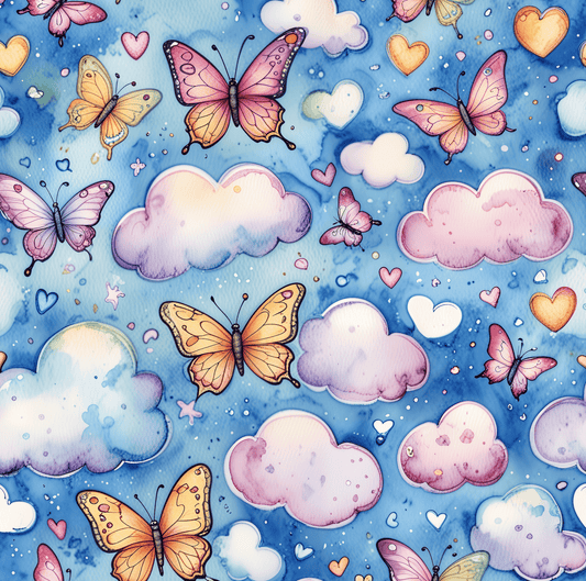Colorful Blue Butterfly Wrapping Paper