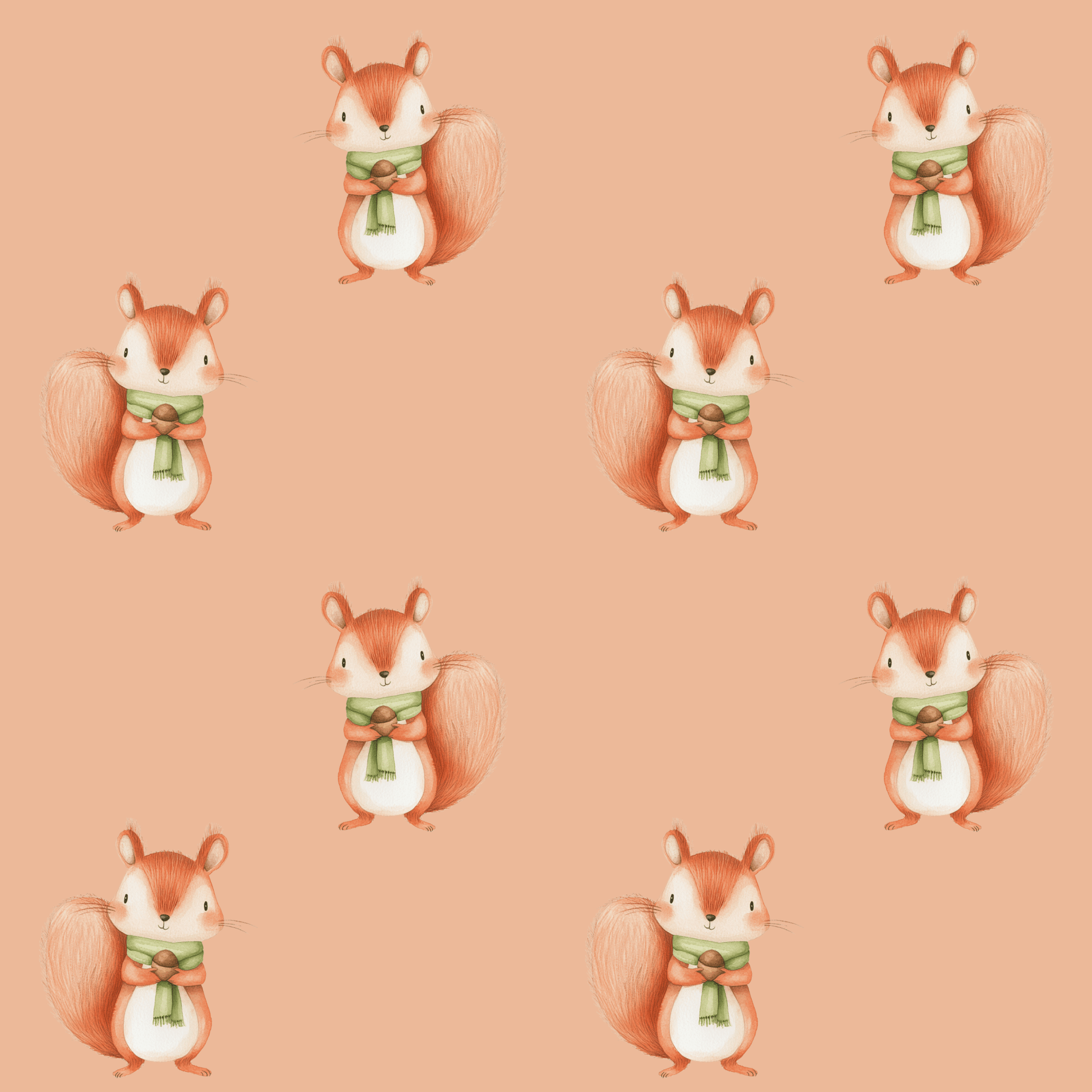 Orange Squirrel Wrapping Paper