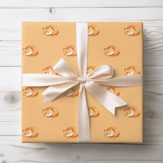 Sleepy Orange Cat Gift Wrap