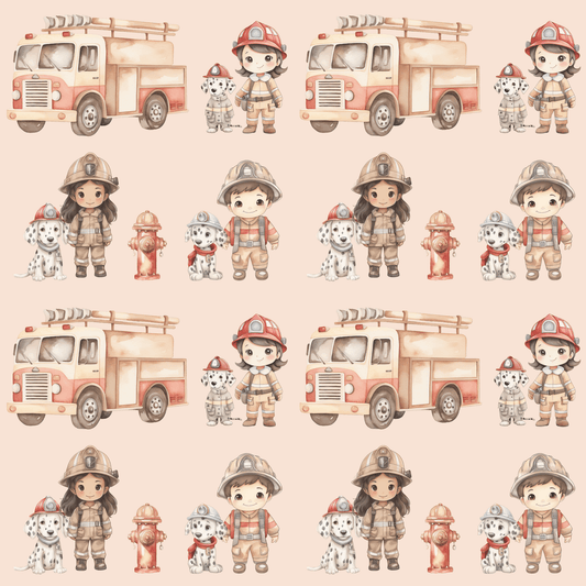 Orange Firefighter Wrapping Paper