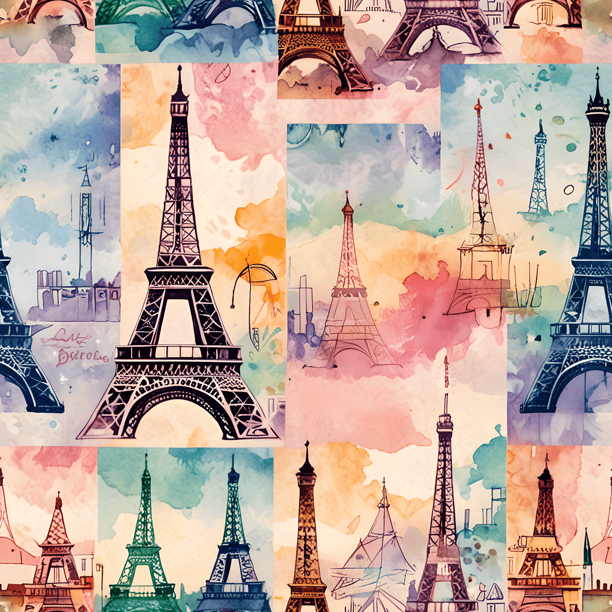 Vintage Paris Eiffel Tower Pastel Background