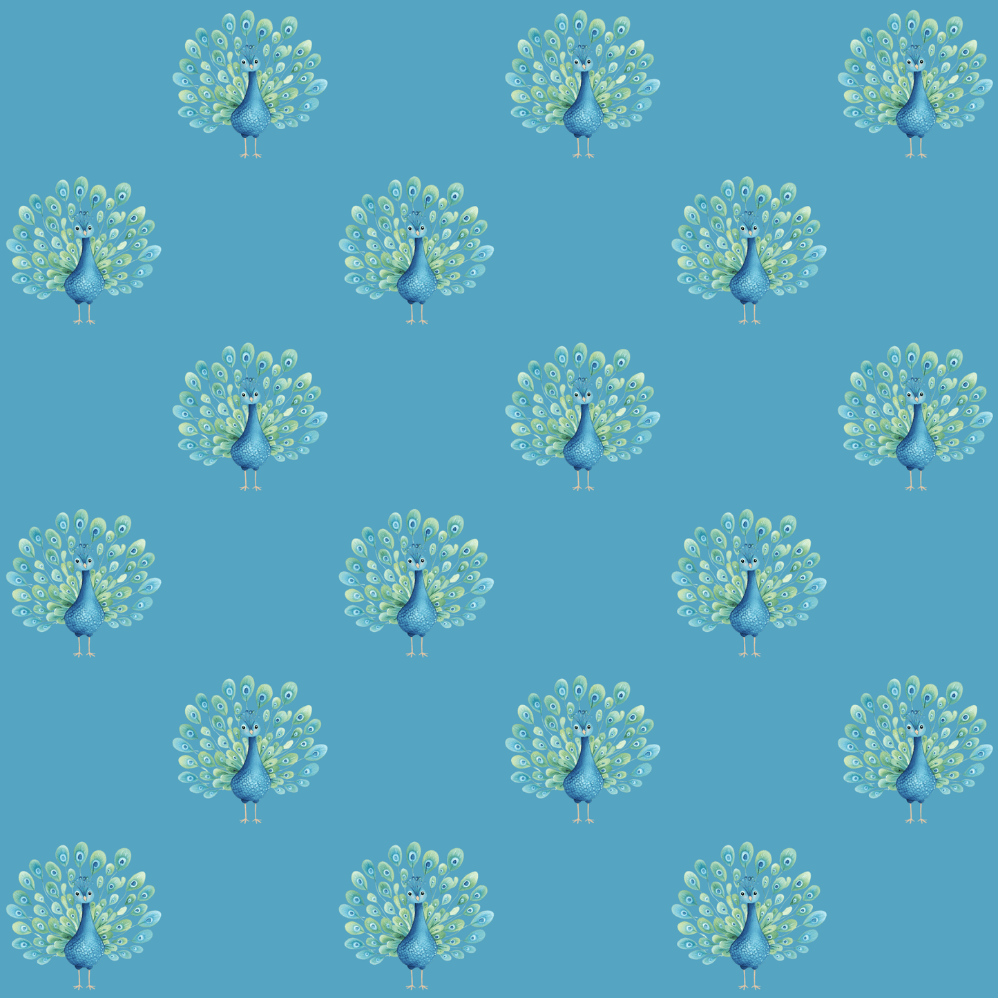 Pretty Blue Peacock Print Gift Wrap