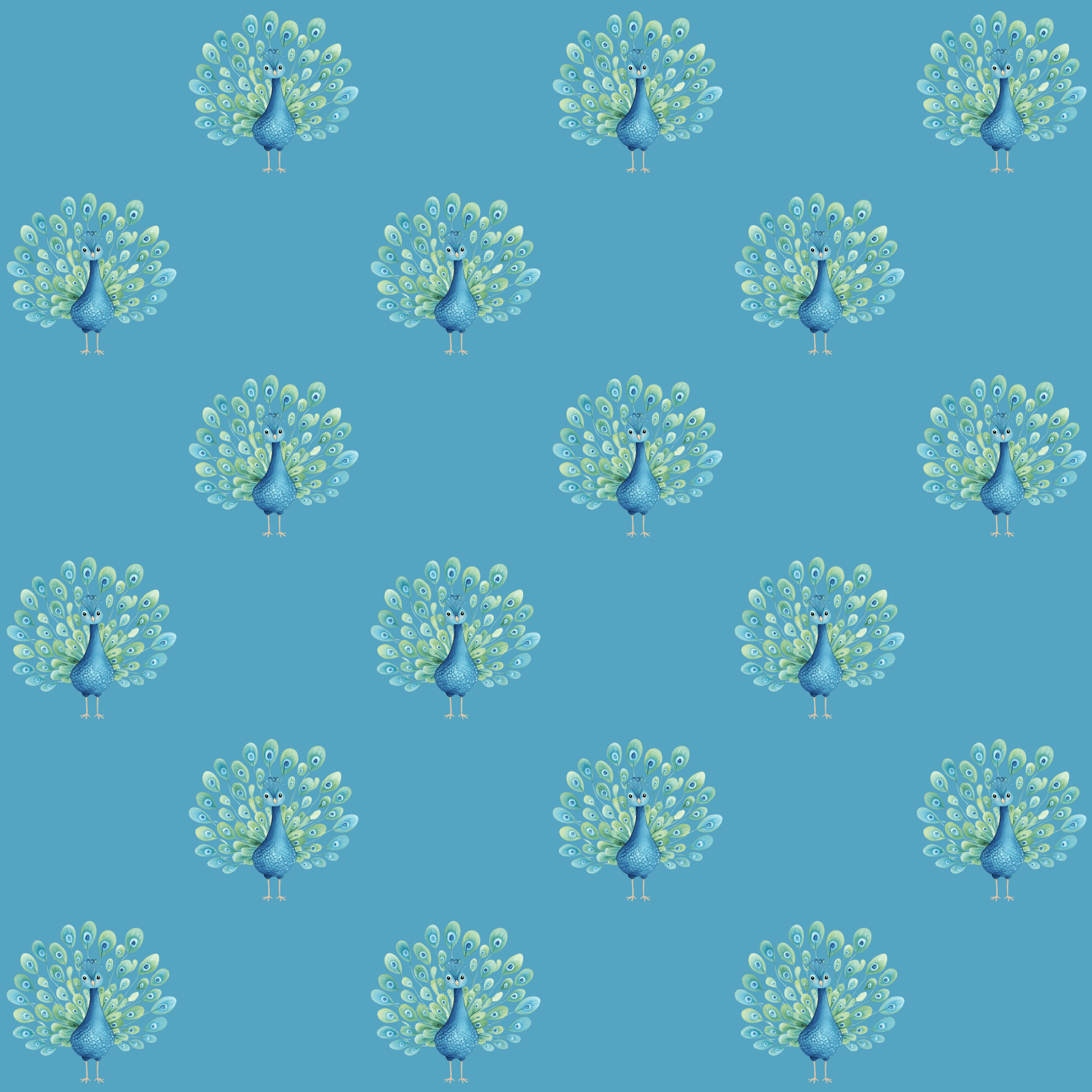 Pretty Blue Peacock Print Gift Wrap