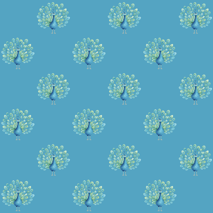 Pretty Blue Peacock Print Gift Wrap