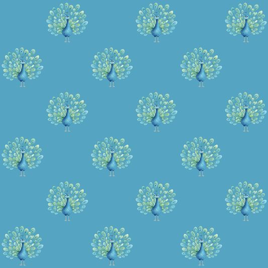 Pretty Blue Peacock Print Gift Wrap