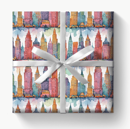 Abstract Cityscape Watercolor Gift Wrap