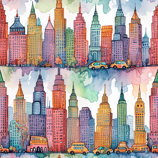 Abstract Cityscape Watercolor Gift Wrap