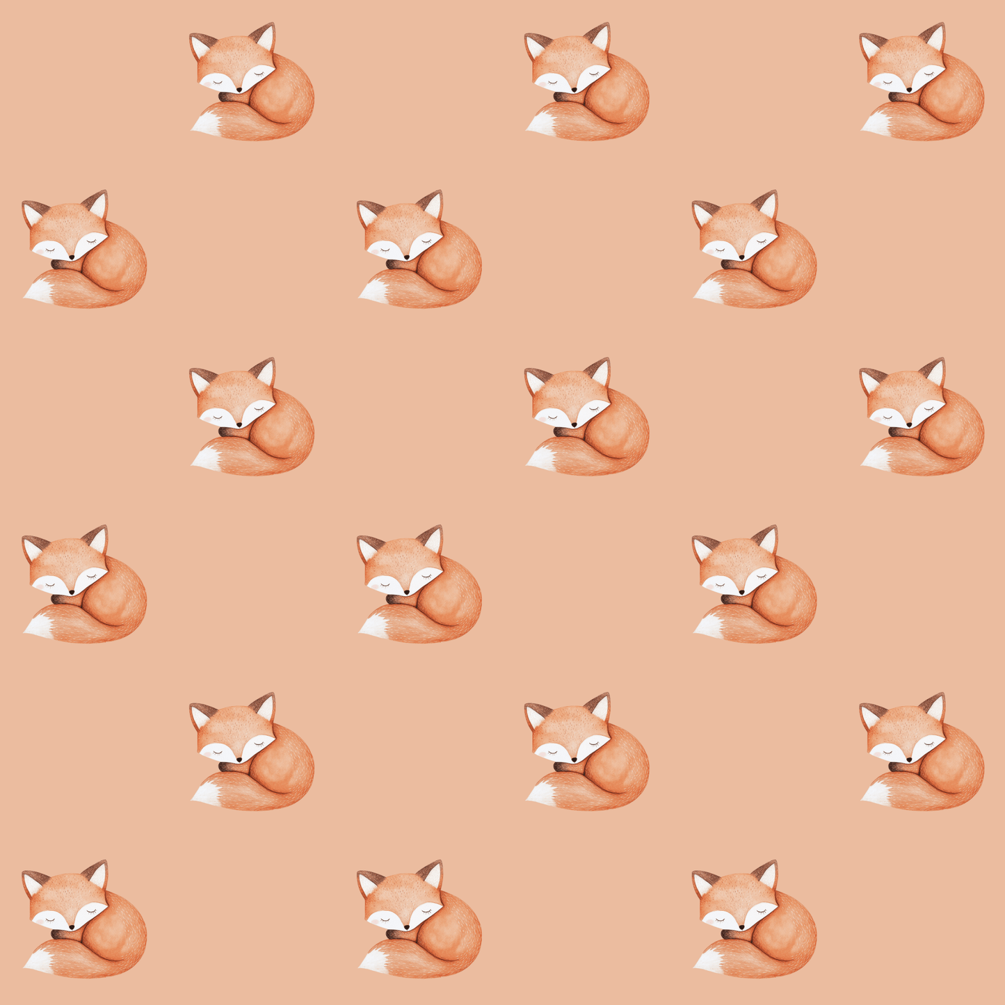 Cute Orange Fox on Orange Background Gift Wrap