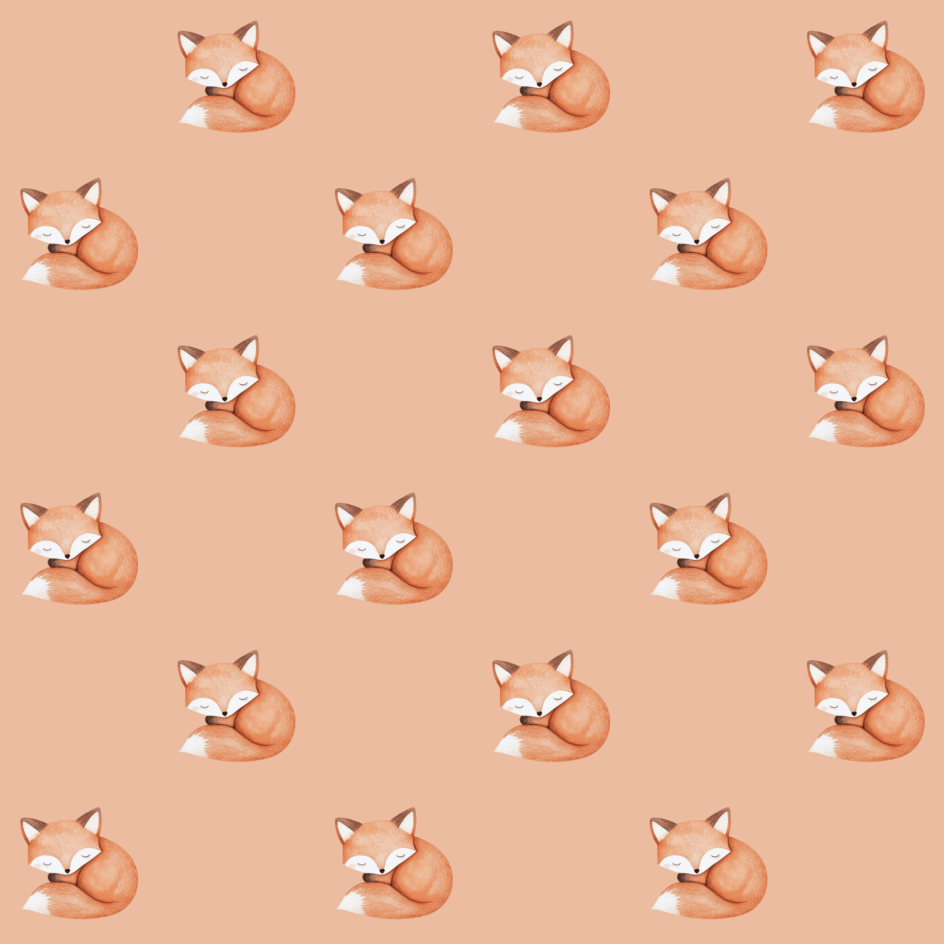 Cute Orange Fox on Orange Background Gift Wrap