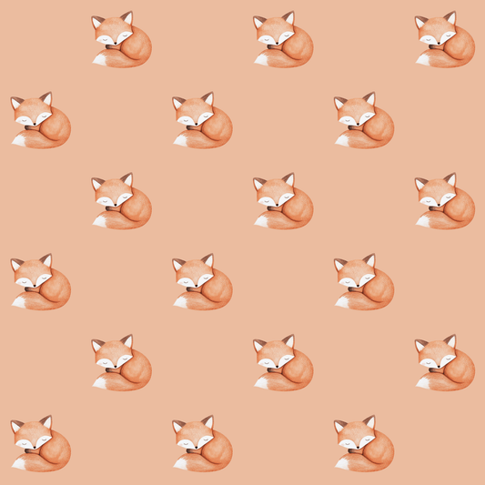 Cute Orange Fox on Orange Background Gift Wrap