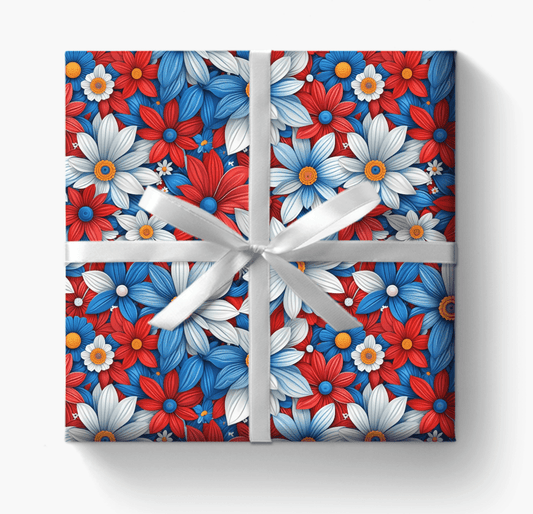 Red White Blue Daisy Floral Design