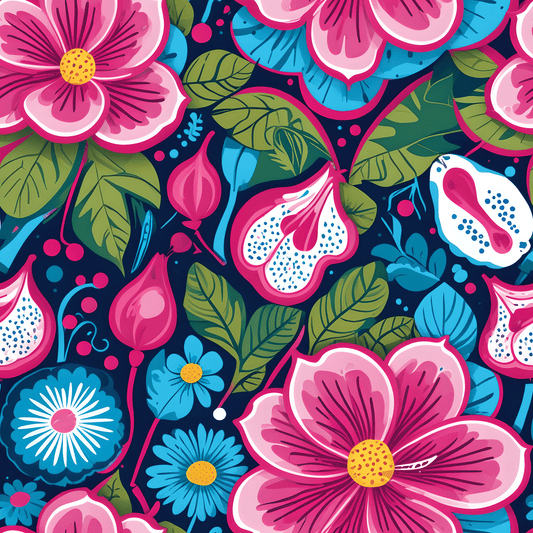 Colorful Pink & Aqua Flower Pattern Gift Wrap