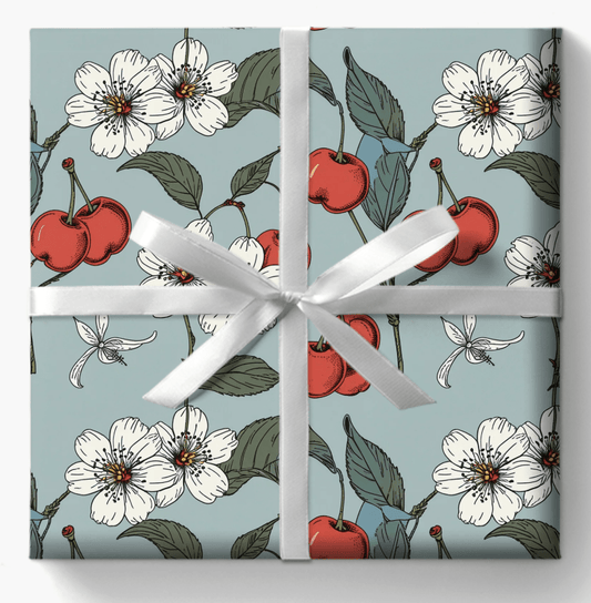 Chic Vintage Gift Wrapping Papers with Cherry Blossoms