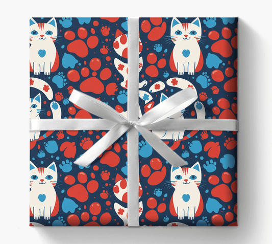 Retro Cat Design Wrapping Paper: Whisker Wonderland Gift Wrap