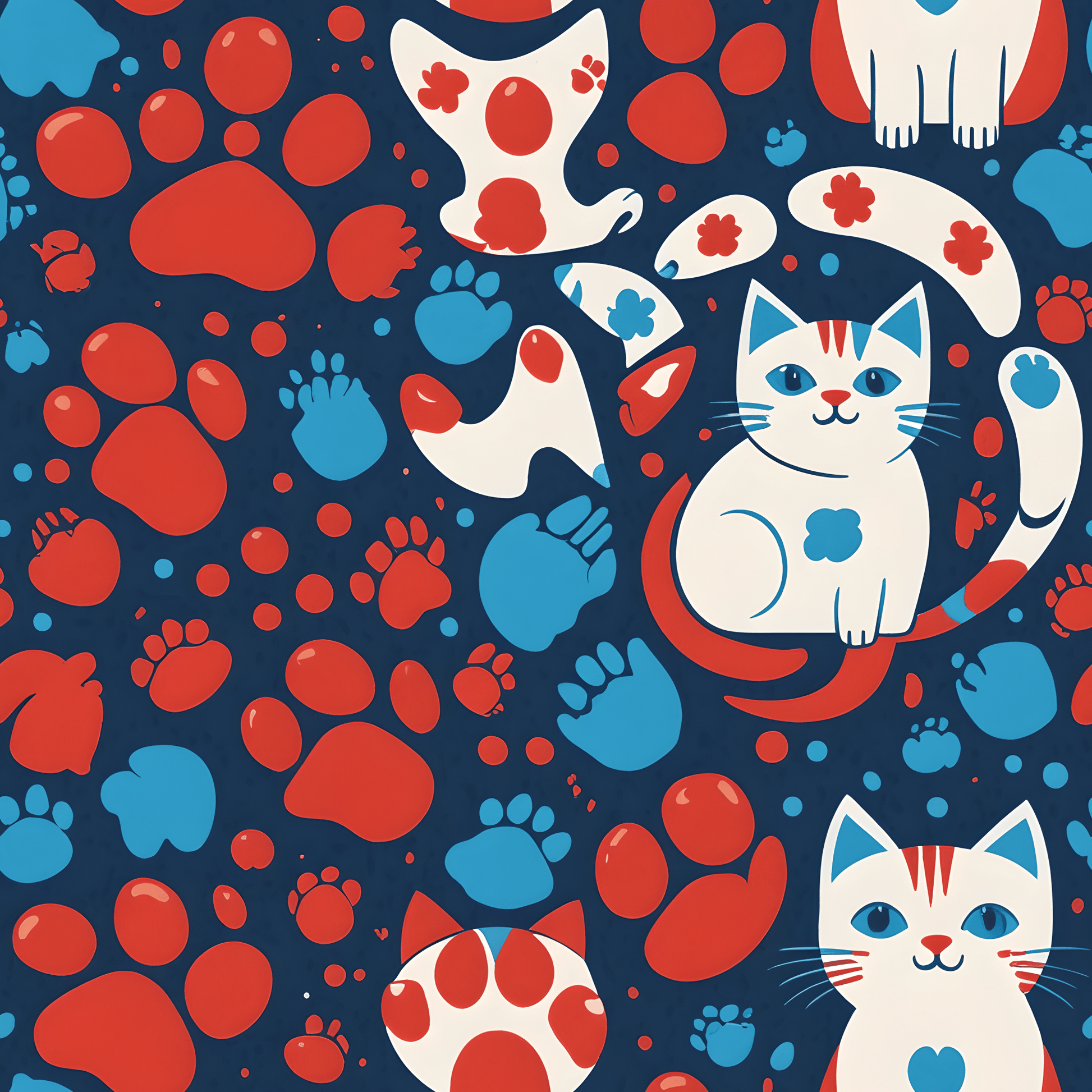 Retro Cat Design Wrapping Paper: Whisker Wonderland Gift Wrap
