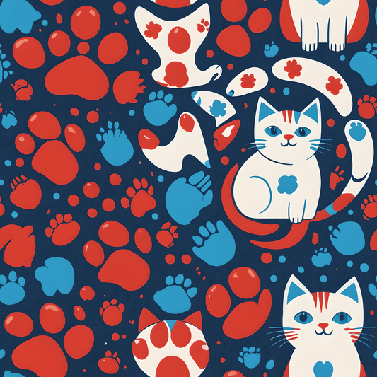 Retro Cat Design Wrapping Paper: Whisker Wonderland Gift Wrap