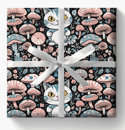 Whimsical Cheshire Cat Wrapping Paper Set - Alice in Wonderland