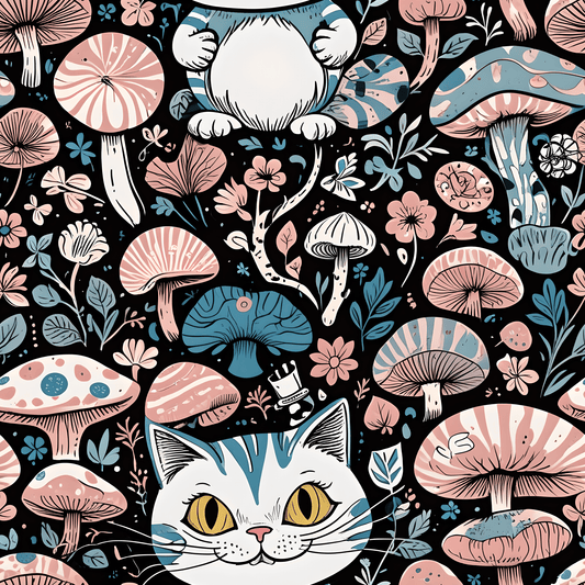 Whimsical Cheshire Cat Wrapping Paper Set - Alice in Wonderland