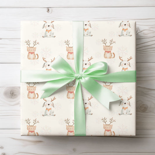 Merry Whiskers & Woofmas – Pastel Pets Holiday Wrapping Paper