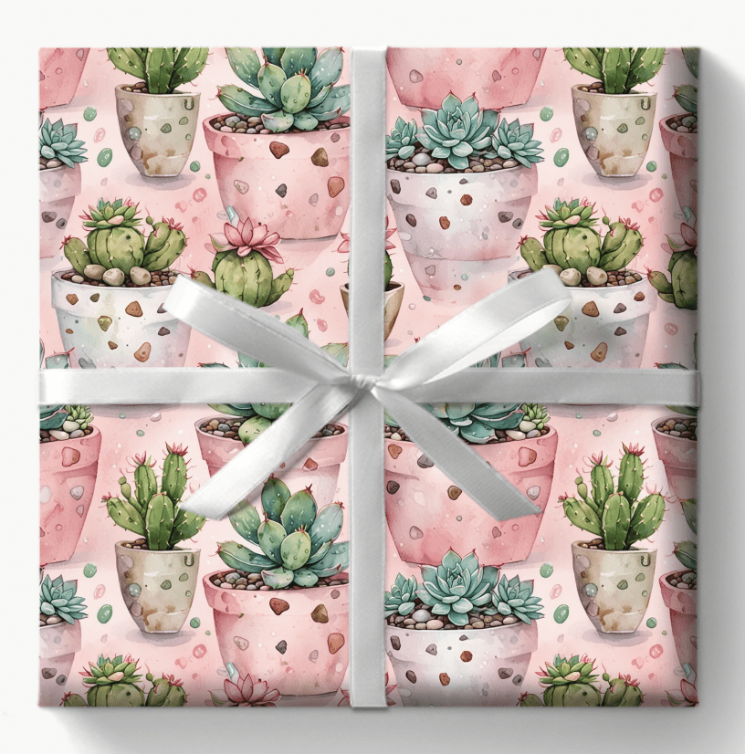 Pink Succulent Plant Gift Wrap
