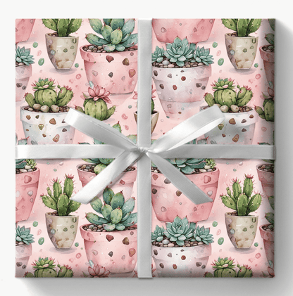 Pink Succulent Plant Gift Wrap