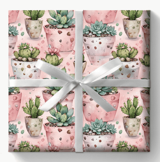 Pink Succulent Plant Gift Wrap