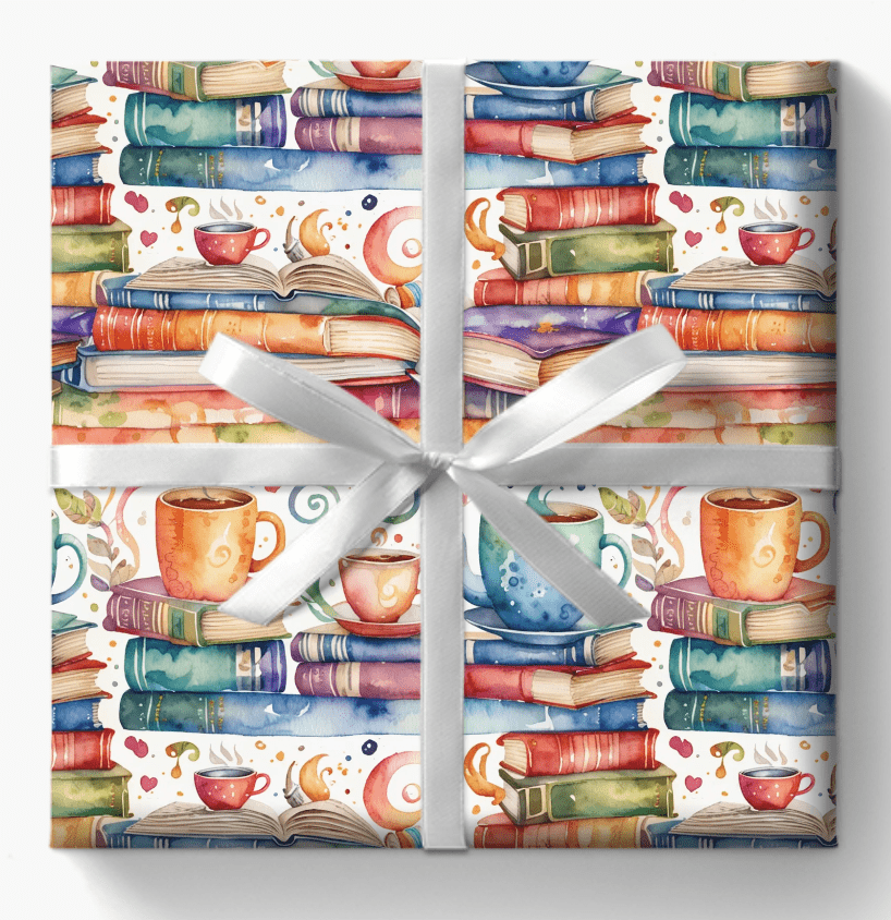 Book Lovers Orange Wrapping Paper
