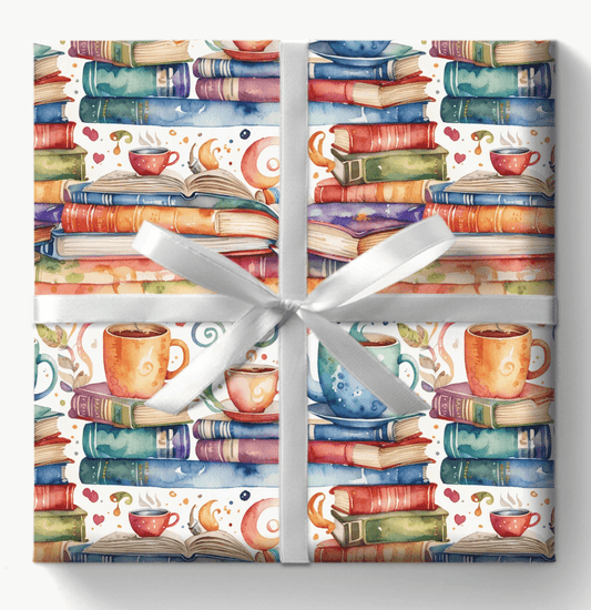 Book Lovers Orange Wrapping Paper