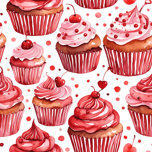 Cheerful Red Cupcake Wrapping Paper