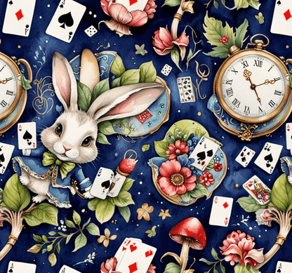 Enchanting Navy Gift Wrap inspired by Alice in Wonderland