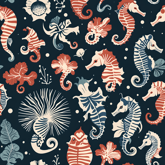 Underwater Vintage Seahorses Design