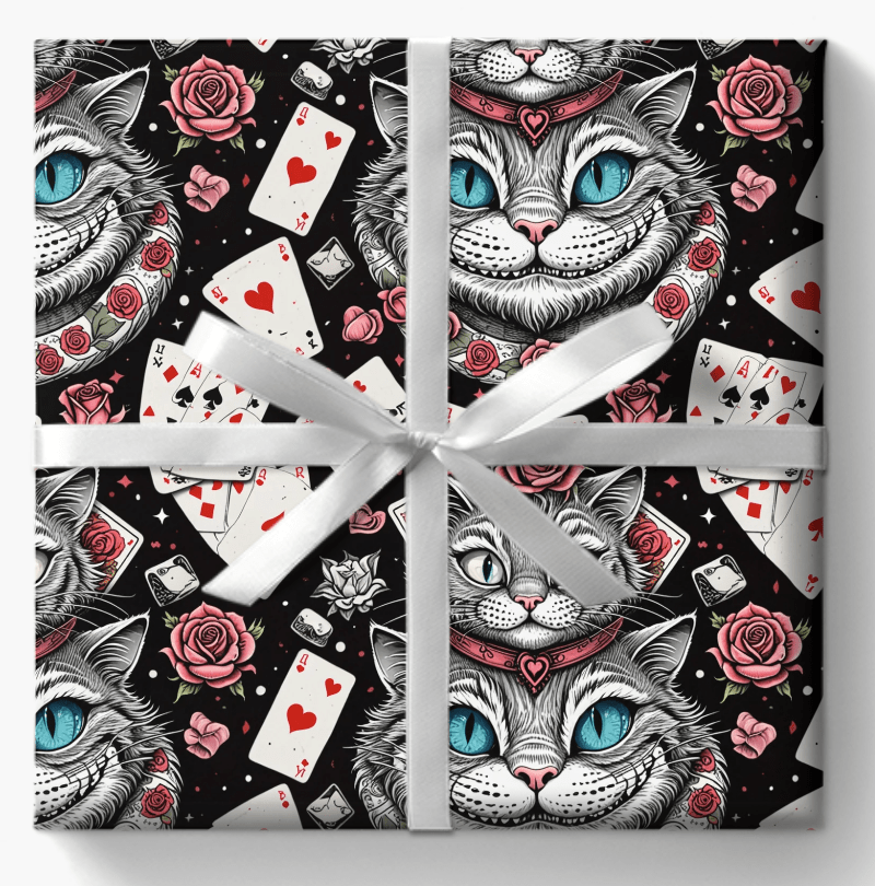 Colorful Trippy Gift Wrap Featuring Cheshire Cat