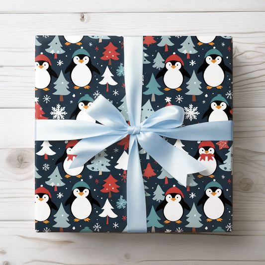 Tuxedos & Tinsel – Penguin Christmas Wrapping Paper