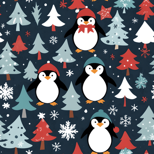 Tuxedos & Tinsel – Penguin Christmas Wrapping Paper