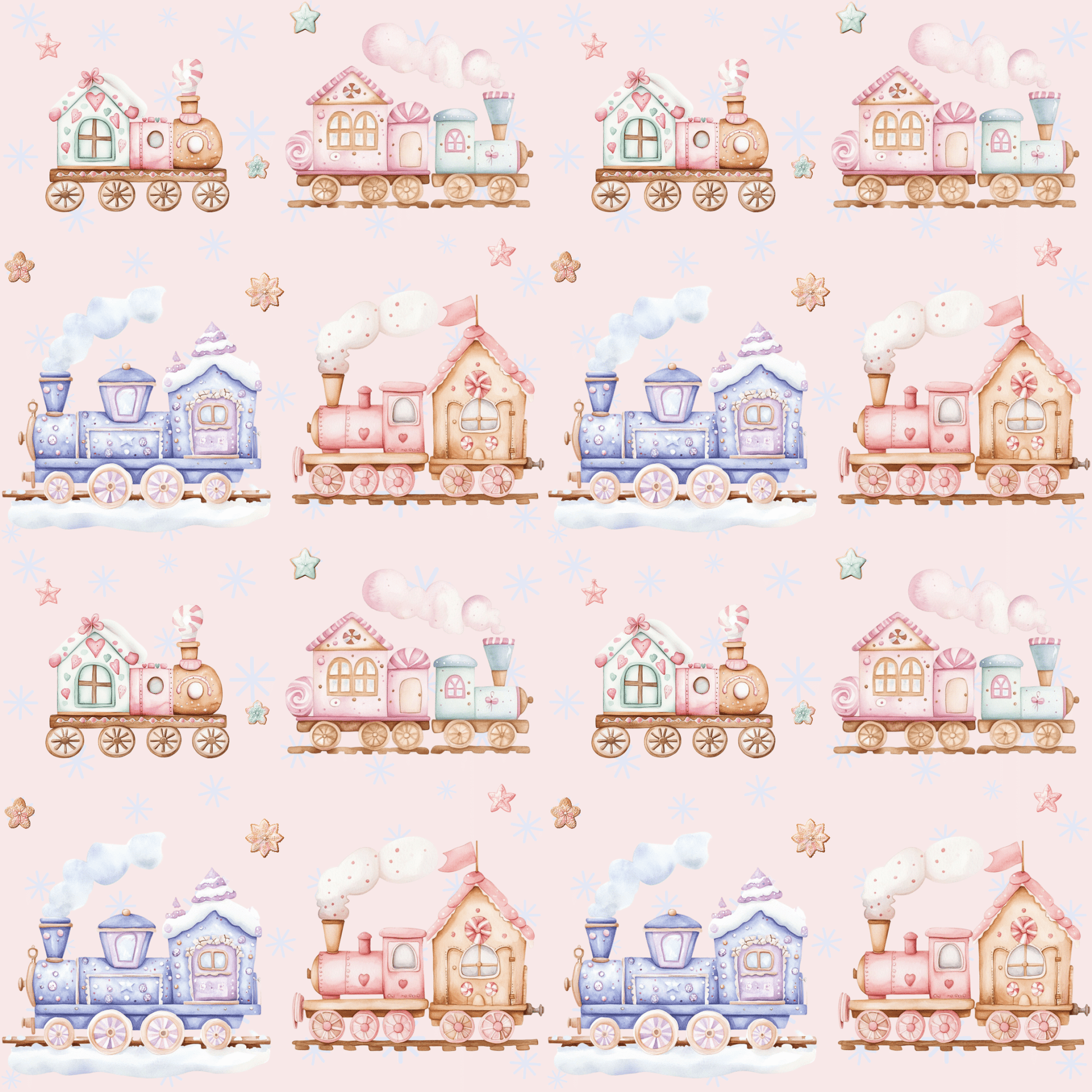 Candy Caboose Express – Gingerbread Train Wrapping Paper