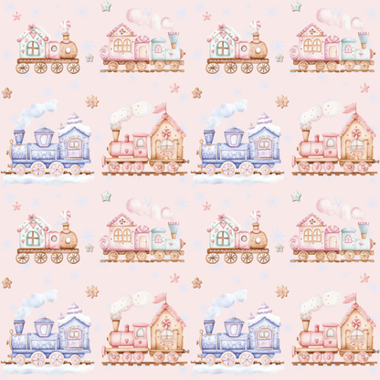 Candy Caboose Express – Gingerbread Train Wrapping Paper