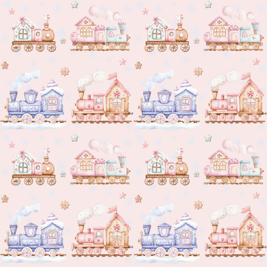Candy Caboose Express – Gingerbread Train Wrapping Paper