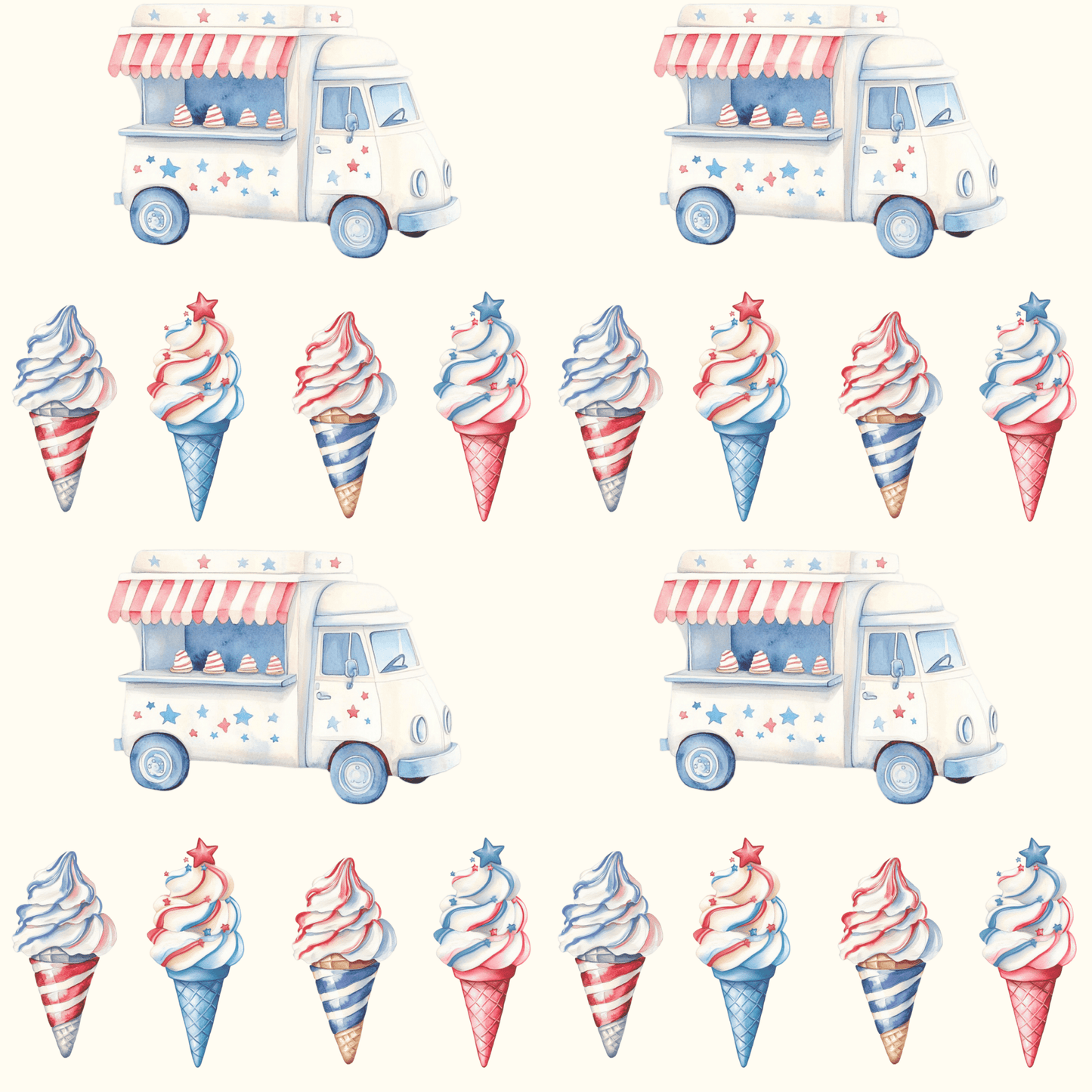 Vintage Ice Cream 4th of July Truck Wrapping Paper