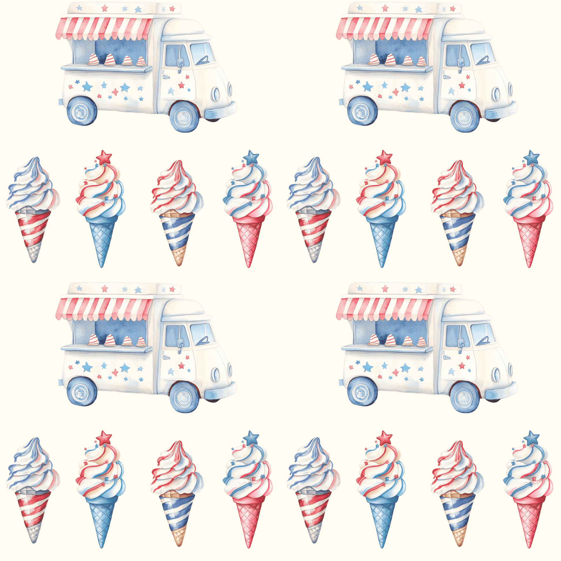 Vintage Ice Cream 4th of July Truck Wrapping Paper
