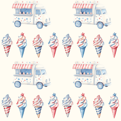 Vintage Ice Cream 4th of July Truck Wrapping Paper