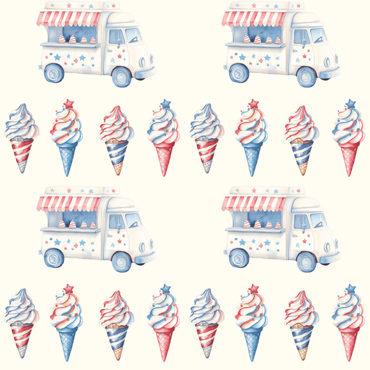 Vintage Ice Cream 4th of July Truck Wrapping Paper