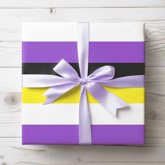 Non - Binary Yellow White Purple Black LGBTQ Gift Wrap