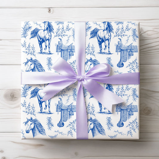 Elegant Horse Toile De Jouy Gift Wrap