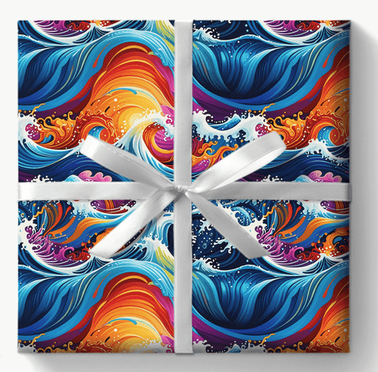 Brightly Colored Ocean Wave Wrapping Papers