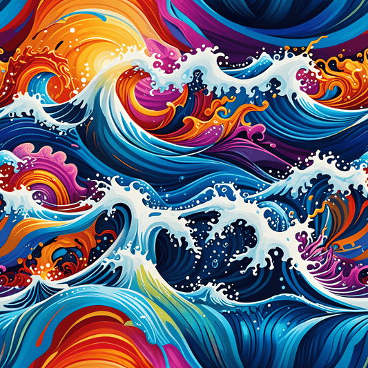 Brightly Colored Ocean Wave Wrapping Papers