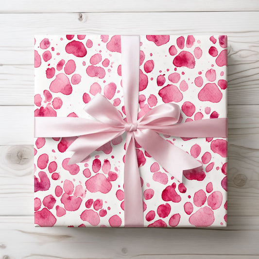 Pet Lover's Paradise Pink Paw Print Gift Wrap Collection